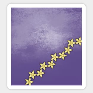 Gold flowers on ultraviolet texture Sticker